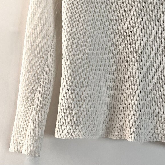 Artelier Nicole Miller Crochet Knit Zipper Hoodie Off-White Wms Sz M NWT - Picture 4 of 8